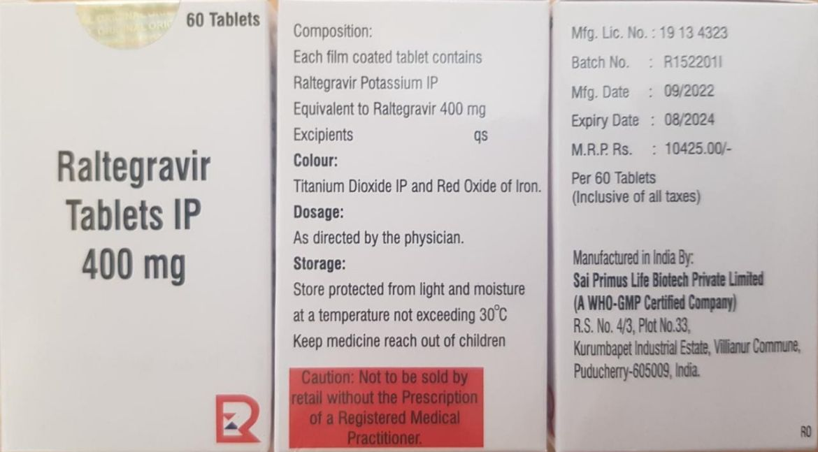 RALMAC400mg / Raltegravir 400 (CANADA)
